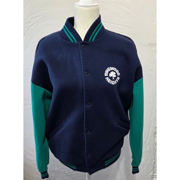 Vintage Australian Made Apparel Blue/Green Button Front Sweatshirt Size M - Picture 7 of 8